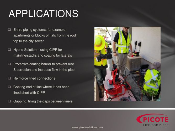 integrated drain solutions PIcote Applications